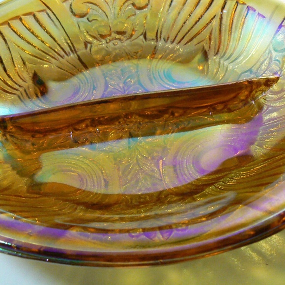 Carnival glass Indiana Killarney Pattern Divided relish nut candy dish plate - Picture 9 of 9